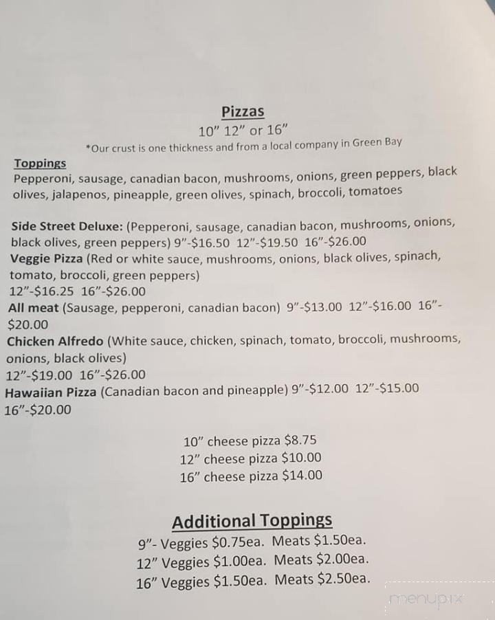 Side Street Station - Mishicot, WI menu_pic