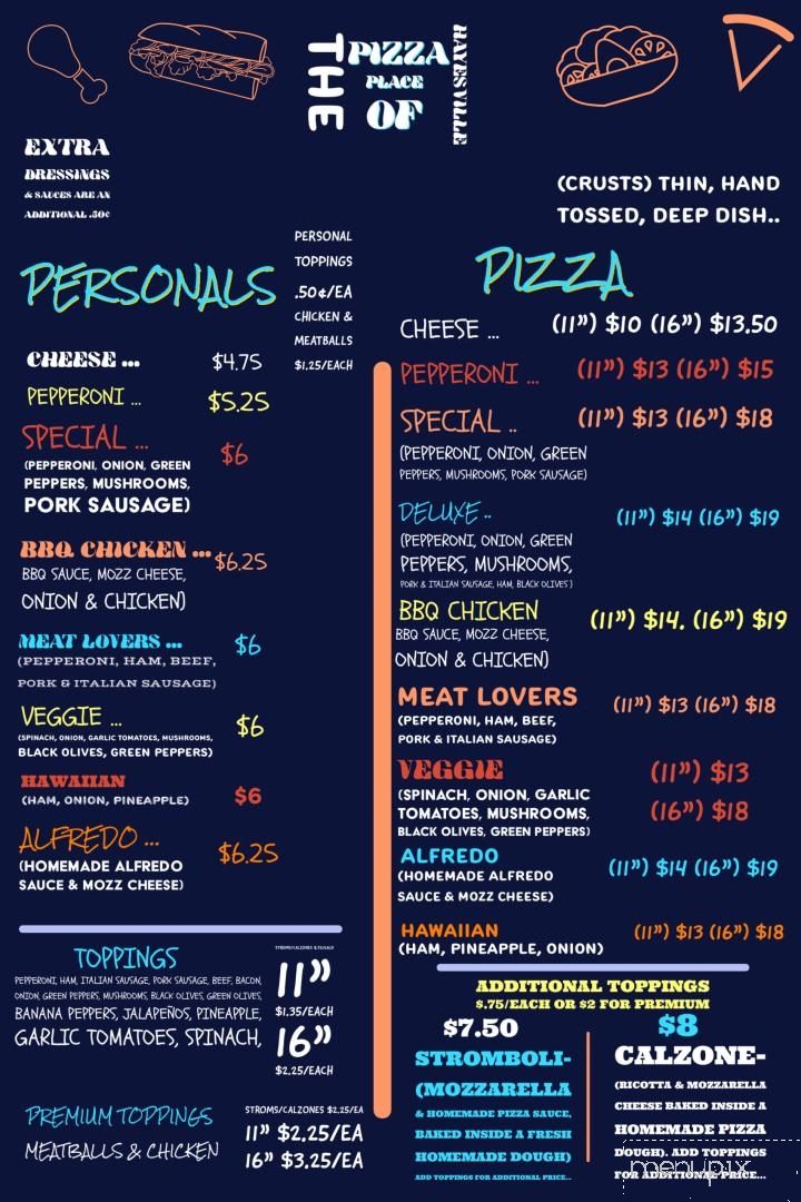 The Pizza Place - Hayesville, NC menu_pic