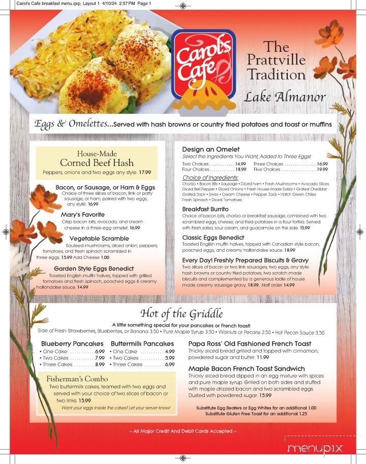 Carol's Cafe - Prattville, CA menu_pic