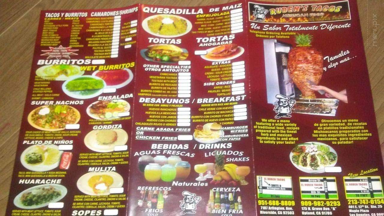 Ruben's Tacos - Riverside, CA menu_pic