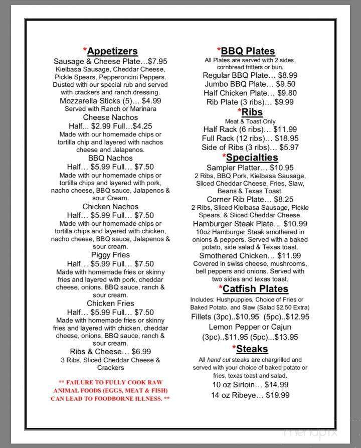 The Corner BBQ & More - Stantonville, TN menu_pic