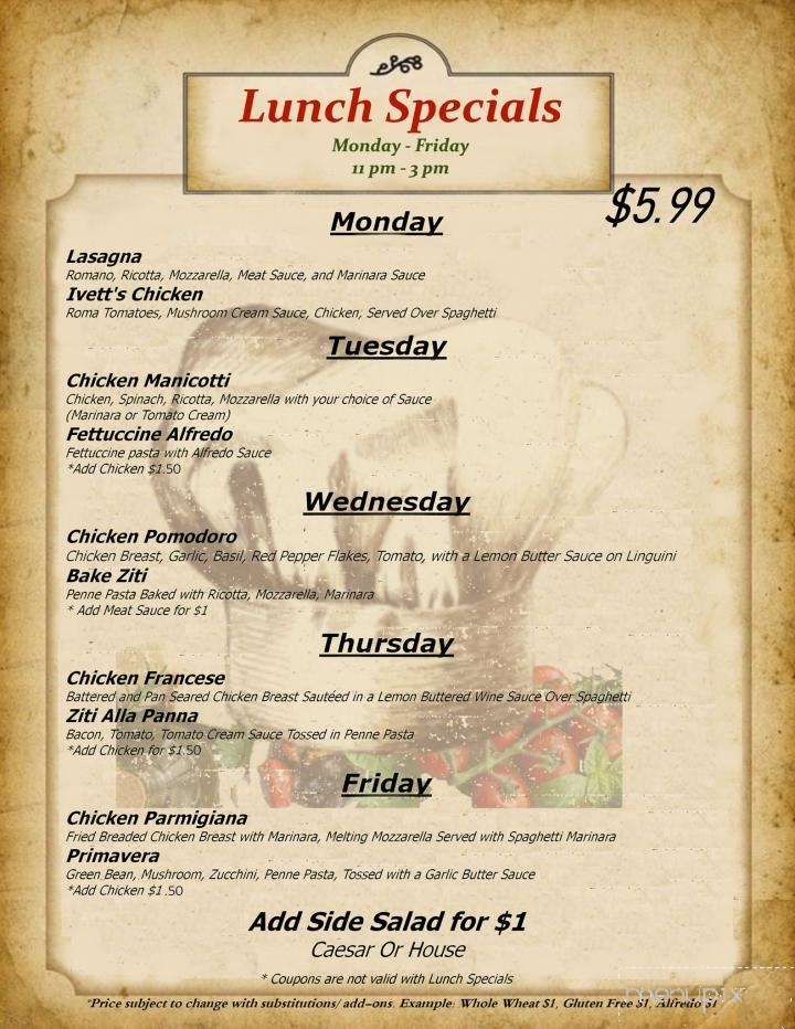 Ivett's Italian Grill - League City, TX menu_pic