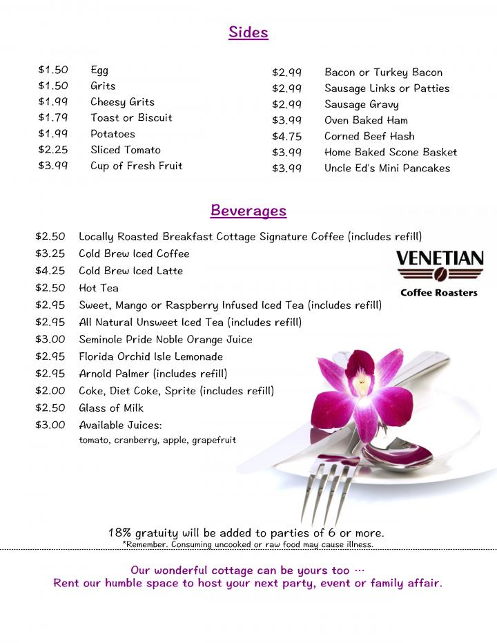 The Breakfast Cottage - Nokomis, FL menu_pic
