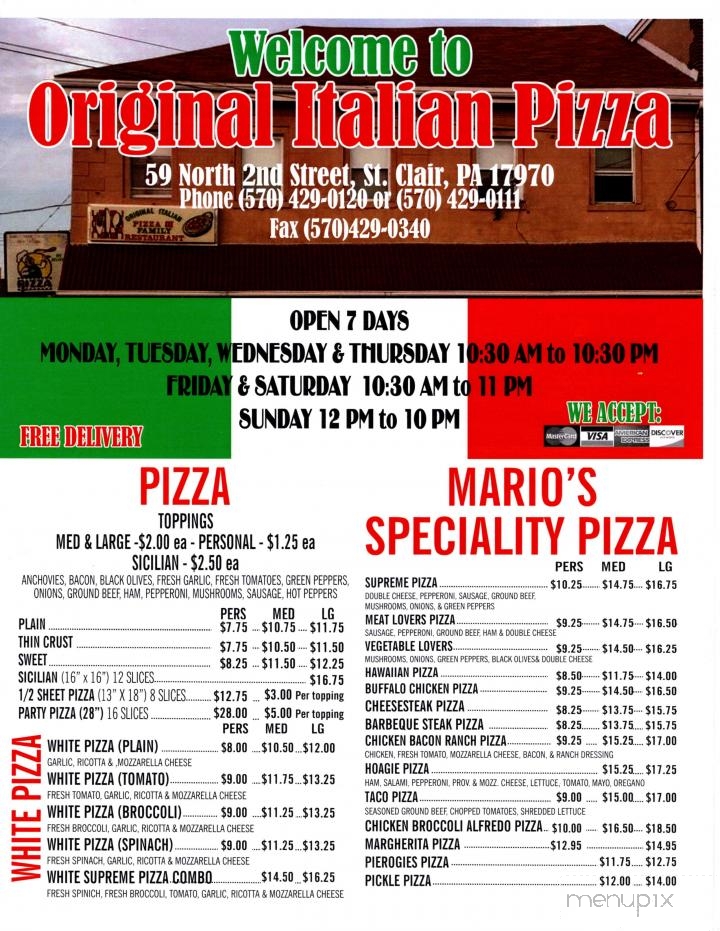 Original Italian Pizza - Saint Clair, PA