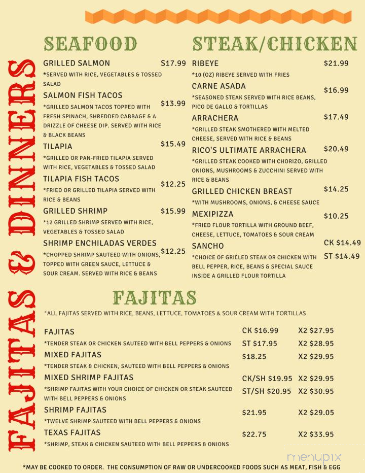 Rico's Mexican Restaurant - Stockbridge, GA menu_pic