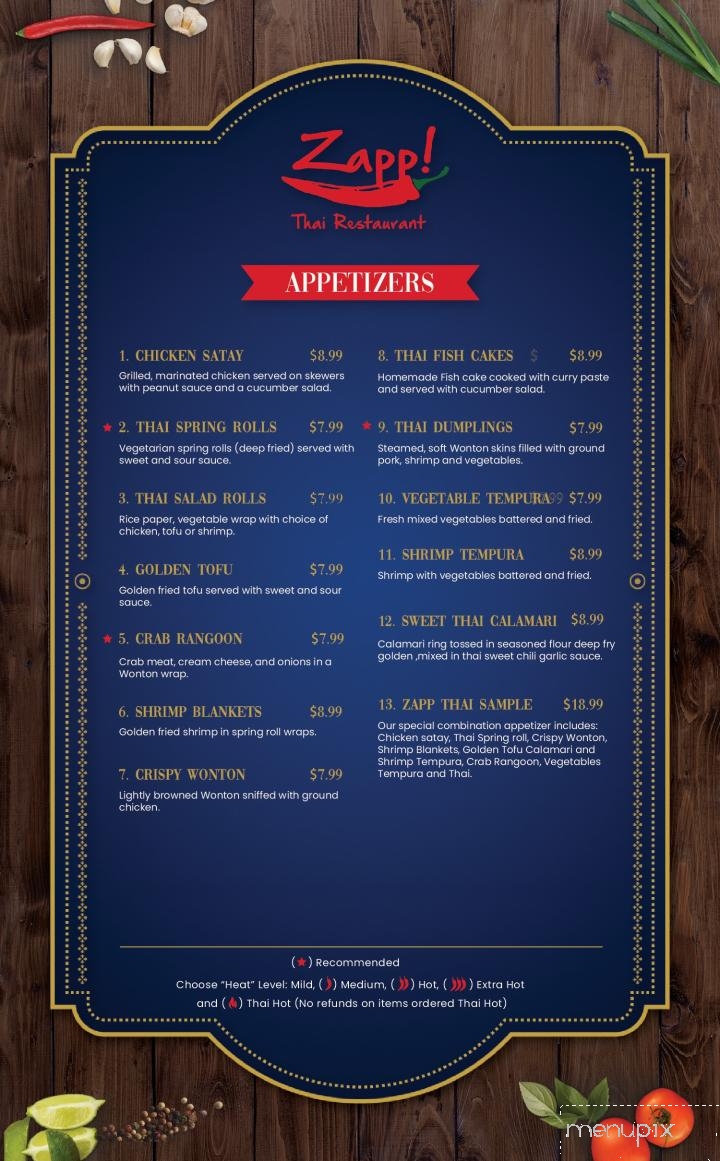 Zapp Thai Restaurant - Greenfield, IN menu_pic