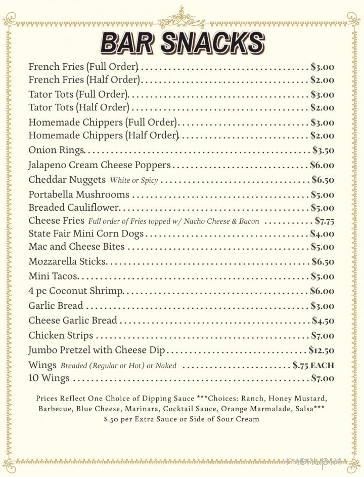 Cocktails Bar & Grill - Beaver Dam, WI menu_pic