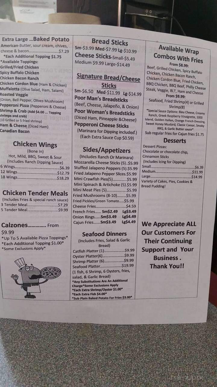 Menu Of Home Run Pizza In Marksville La 71351