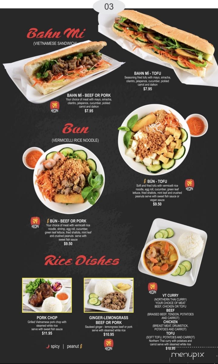 Pho VT - Los Angeles, CA menu_pic