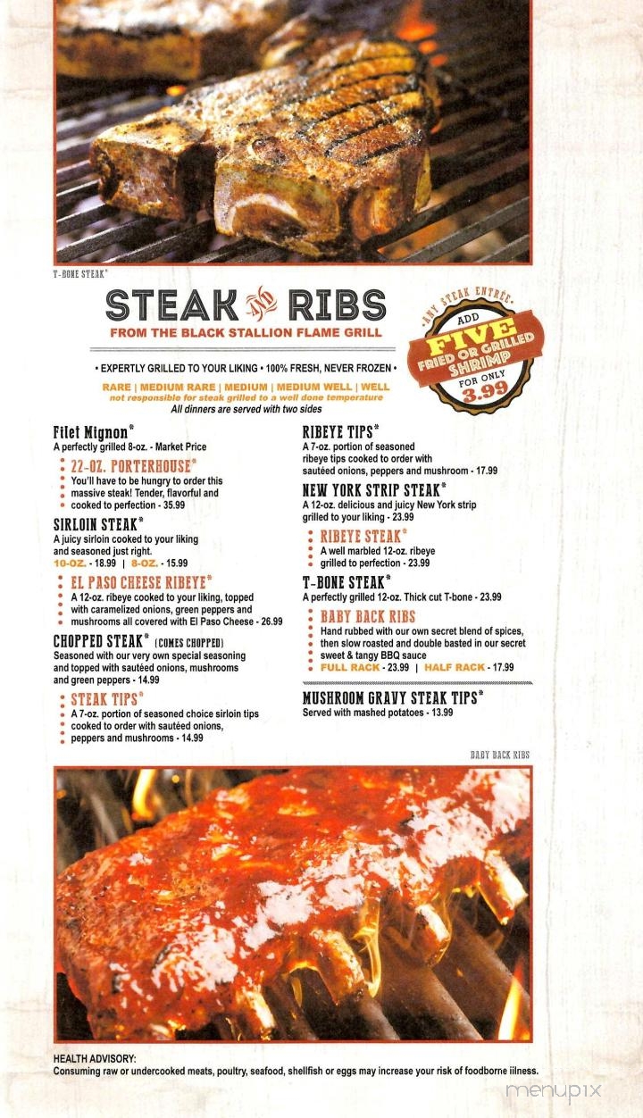 Black Stallion Steakhouse - Monticello, KY menu_pic