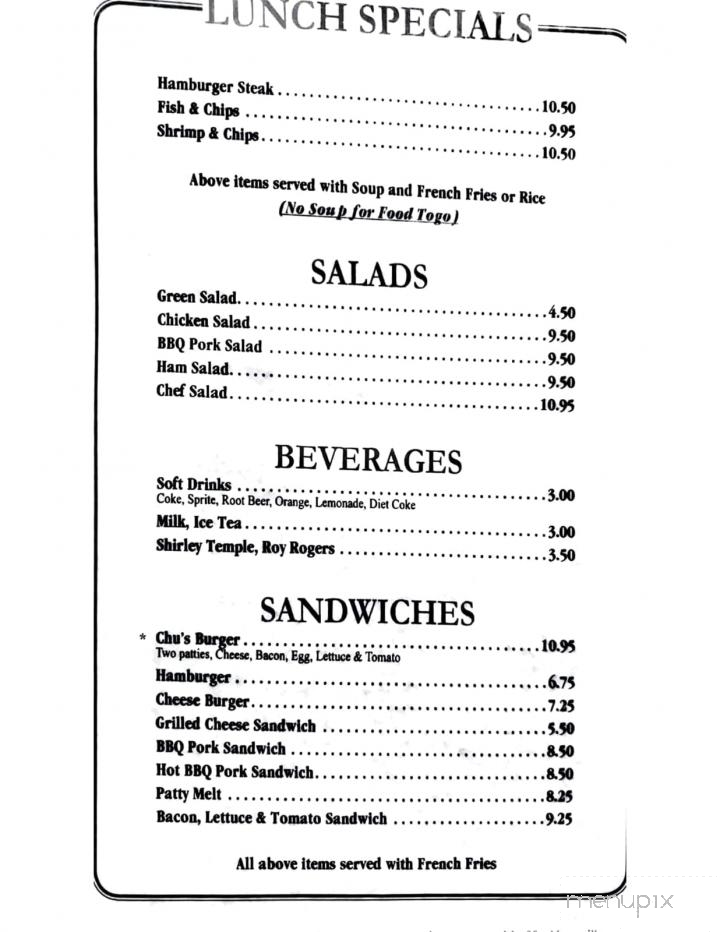 Chu's Eatery - Portland, OR menu_pic