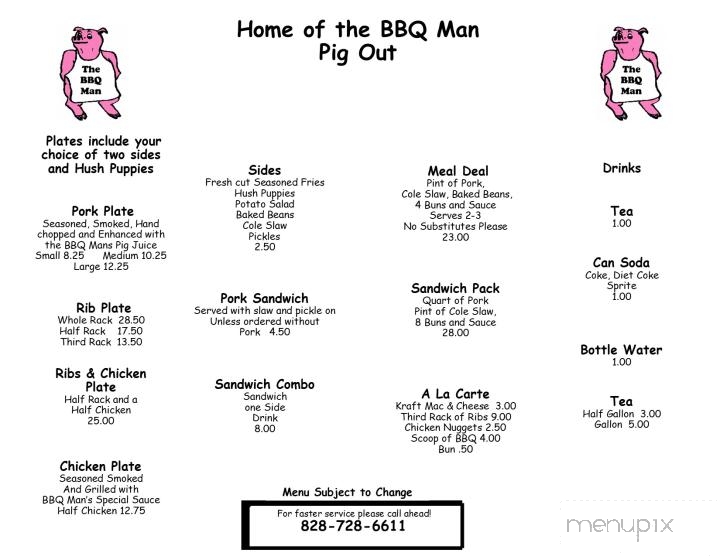 The BBQ Man - Hudson, NC menu_pic