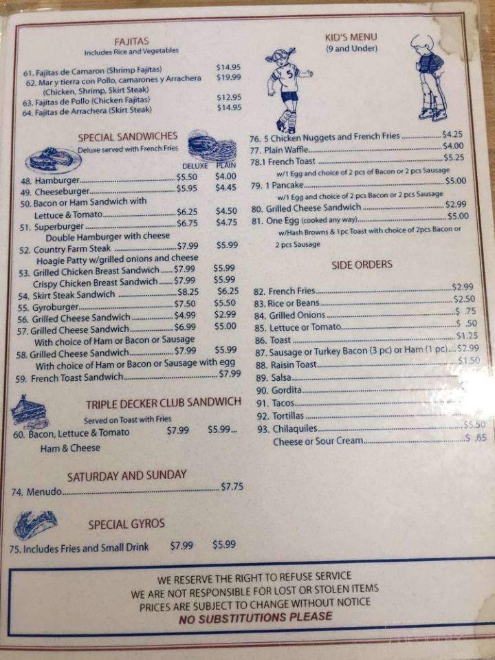 Monica's Grill - Waukegan, IL menu_pic