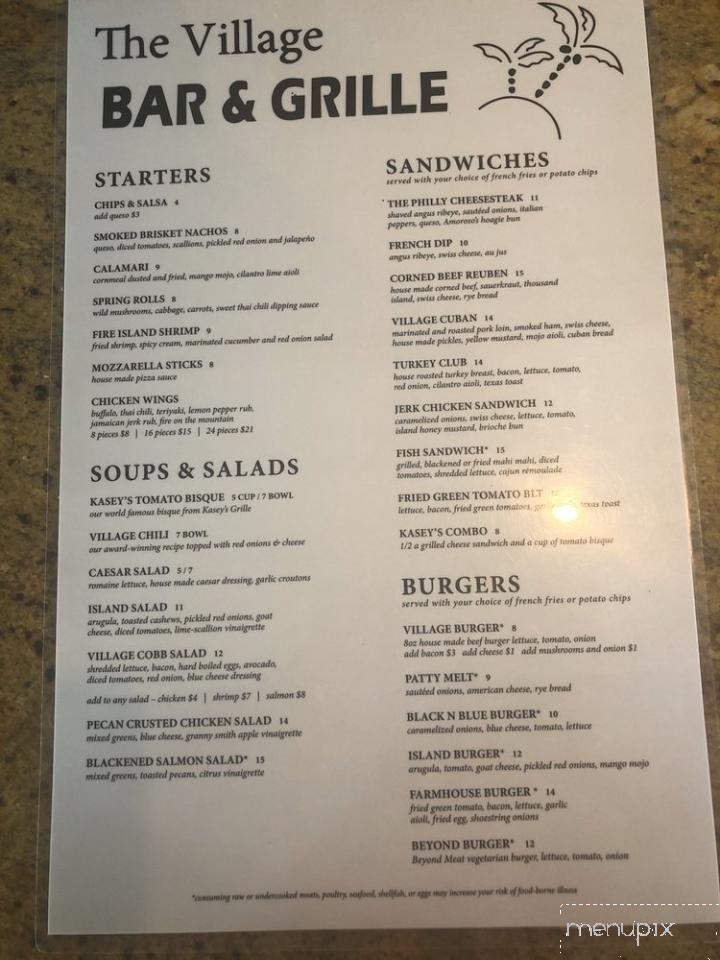 Village Bar & Grille - Savannah, GA menu_pic