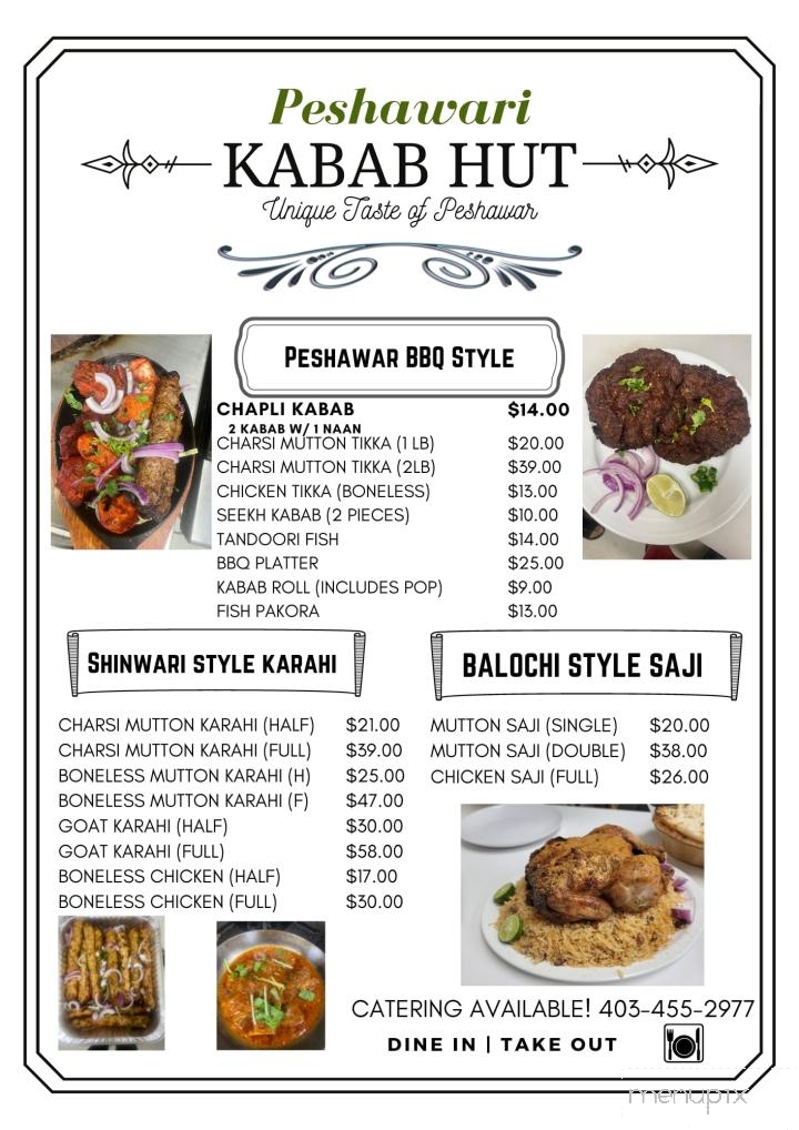 Peshawari Kabab Hut - Calgary, AB menu_pic