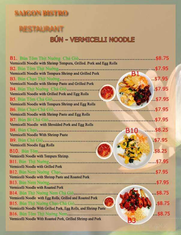 Saigon Bistro - Wichita, KS menu_pic
