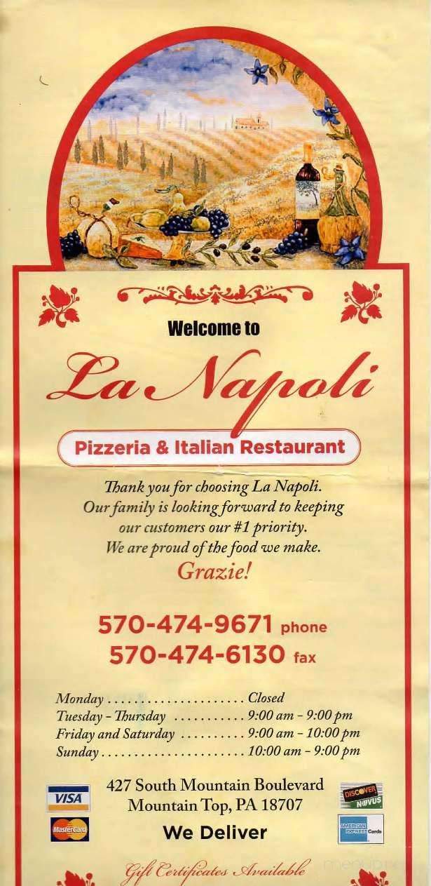 La Napoli - Mountain Top, PA menu_pic