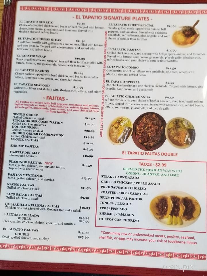 El Tapatio - Rock Falls, IL menu_pic