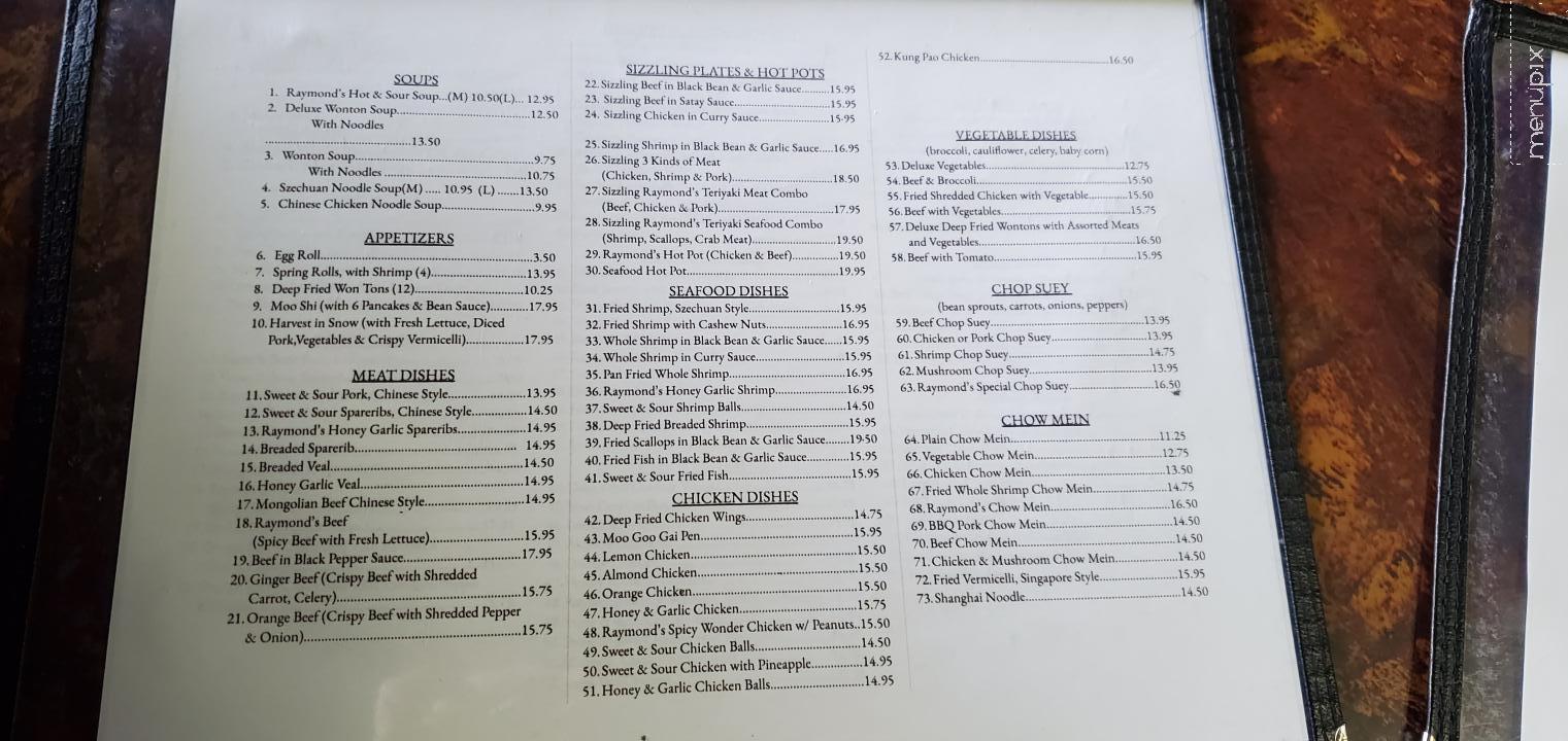 Raymond's Family Restaurant - Canora, SK menu_pic