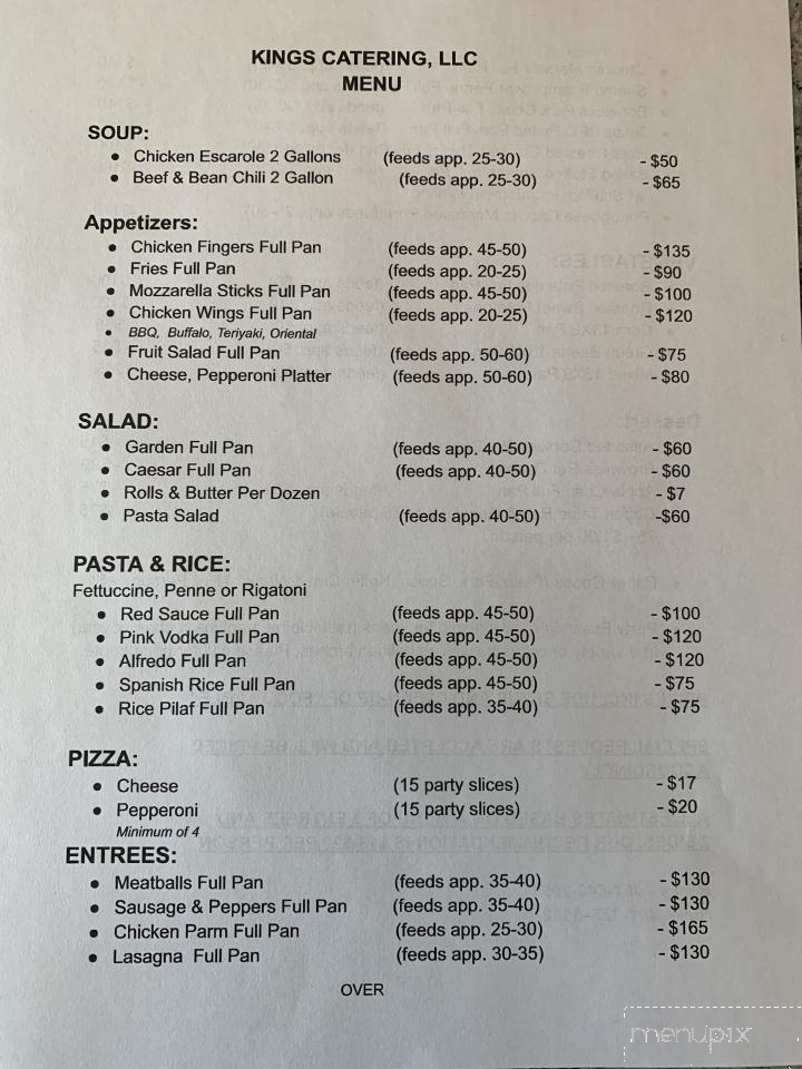 Kings Catering - North Providence, RI menu_pic