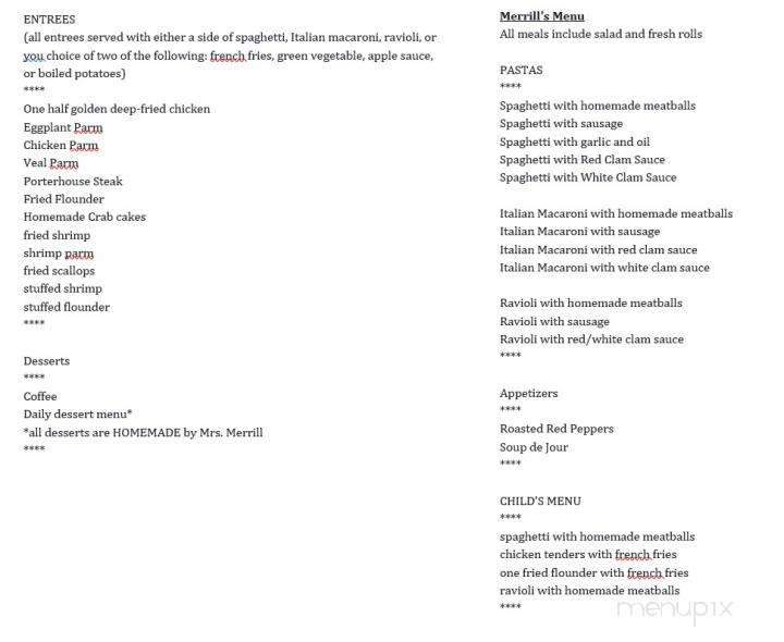 Merrill's Colonial Inn - Mays Landing, NJ menu_pic