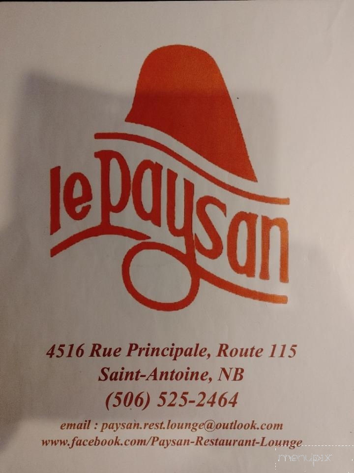 Paysan Restaurants - Saint Antoine-De-Kent, NB menu_pic
