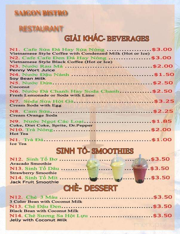 Saigon Bistro - Wichita, KS menu_pic