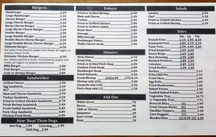 Snack Shak - Iota, LA menu_pic
