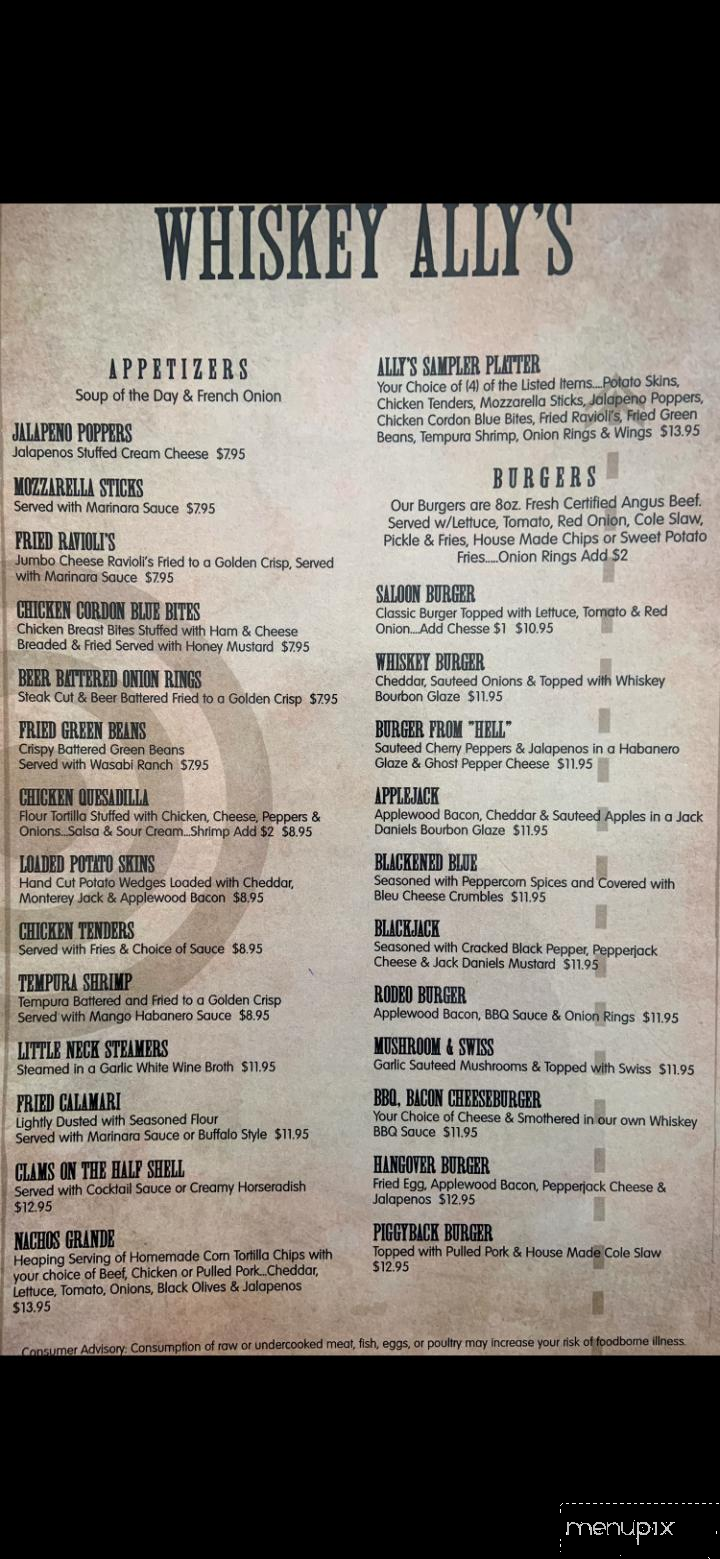 Whiskey Ally's - Newburgh, NY menu_pic