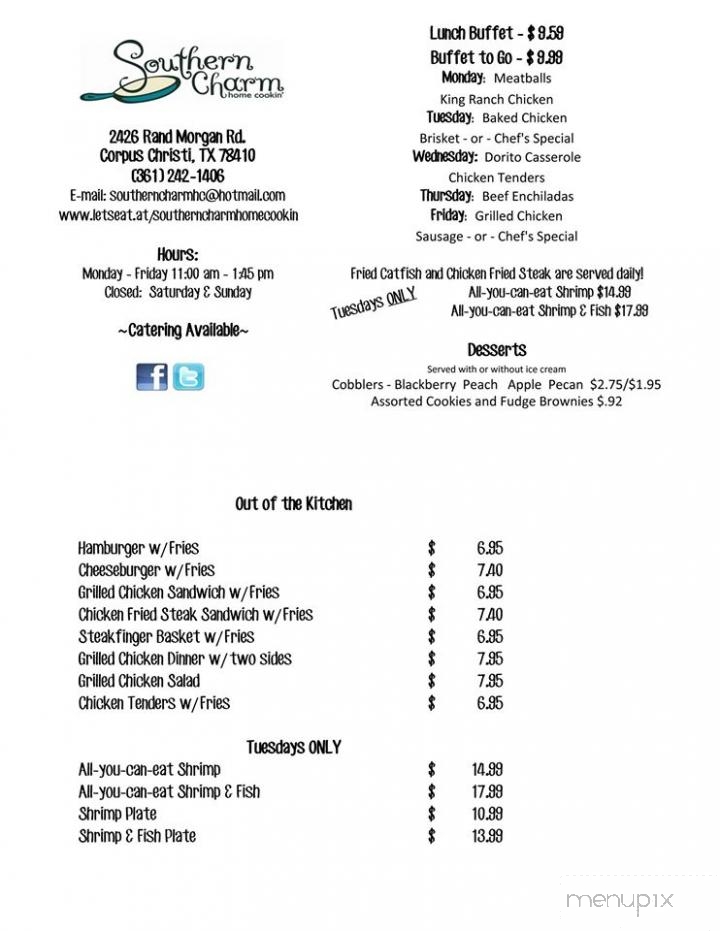 Southern Charm Home Cookin' - Corpus Christi, TX menu_pic
