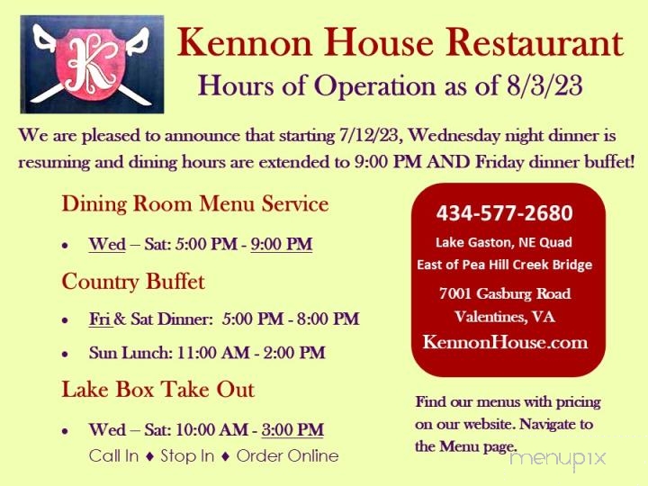 Kennon House Restaurant - Gasburg, VA