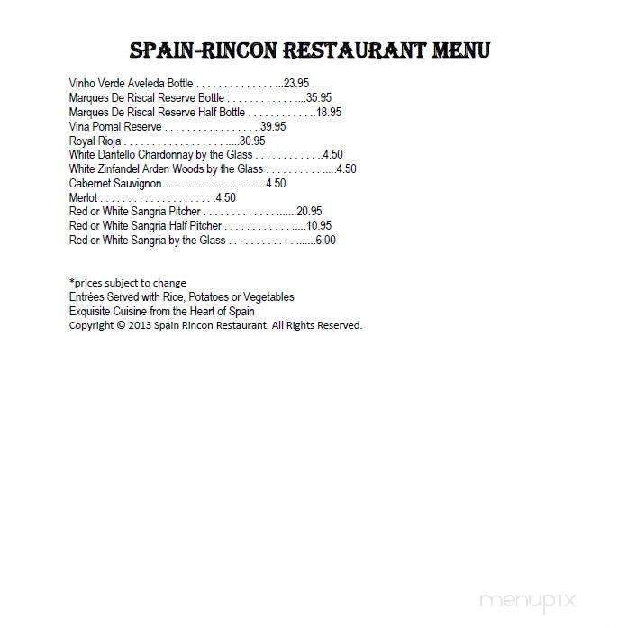 Spain Rincon - Wharton, NJ menu_pic