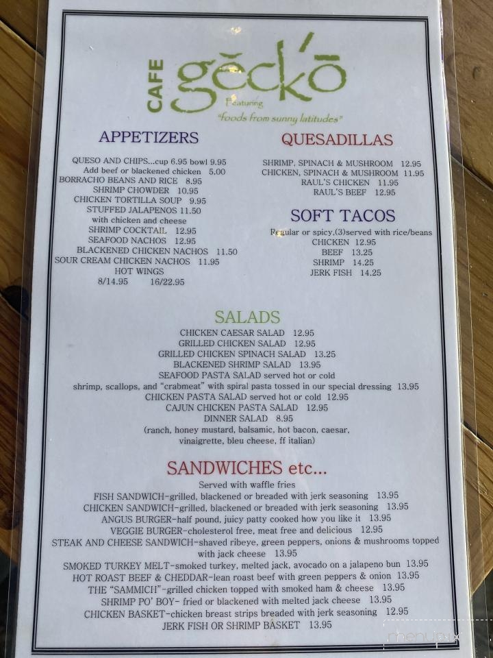 Cafe Gecko - Richardson, TX menu_pic