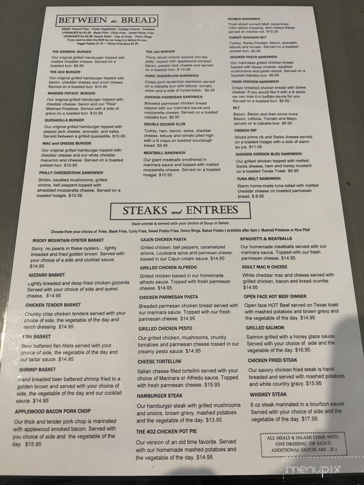 402 Sports Bar & Grill - Beatrice, NE menu_pic