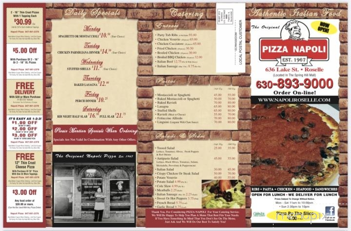 Napoli Pizza - Palatine, IL menu_pic