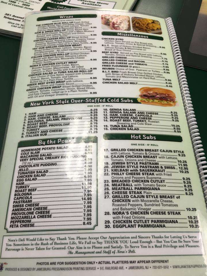 Nora's Deli - Avenel, NJ menu_pic