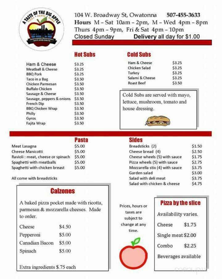 A Taste Of The Big Apple - Owatonna, MN menu_pic