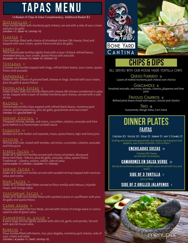 Bone Yard Cantina - Warwick, NY menu_pic