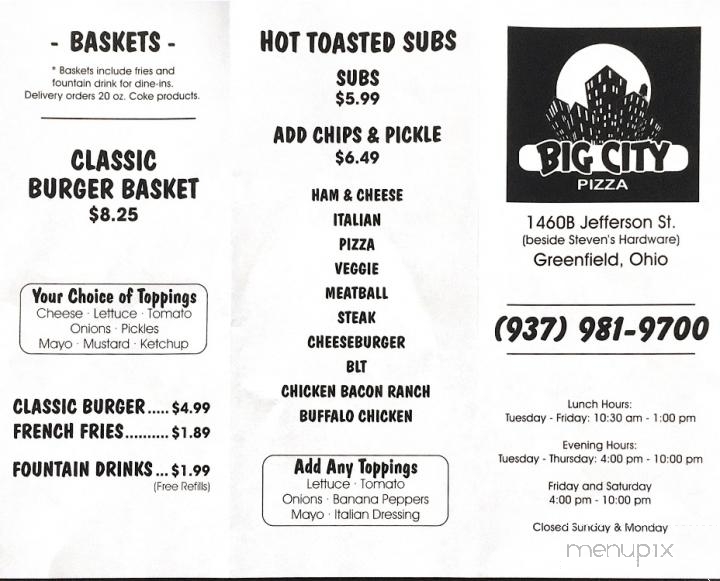 Big City Pizza - Greenfield, OH