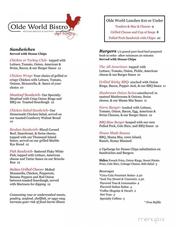 Olde World Bistro - Millersburg, OH menu_pic