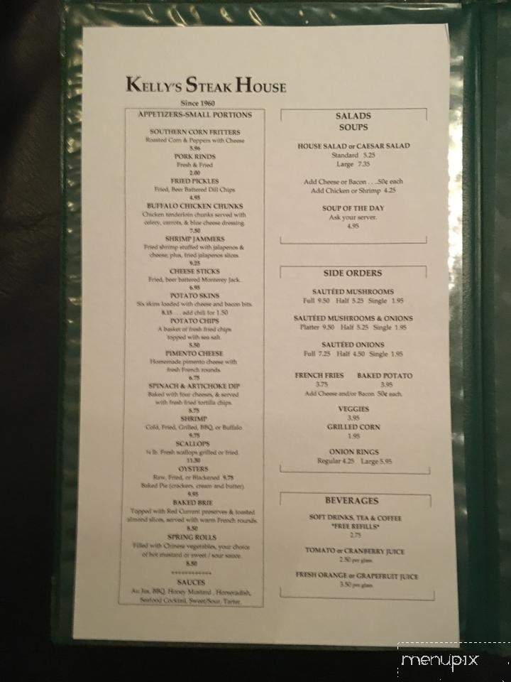 Kelly's Steakhouse - Blacksburg, SC menu_pic