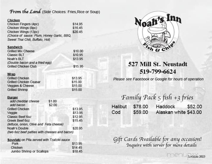 Noah's Inn Fish and Chips - West Grey, ON menu_pic