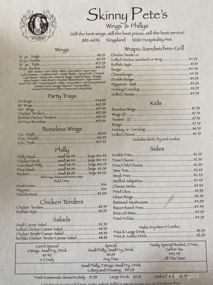 Skinny Pete's - Kingsland, GA menu_pic