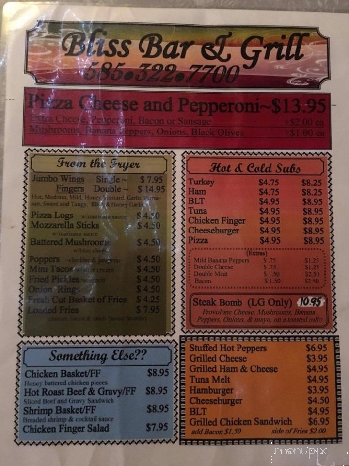 Bliss Bar and Grill - Bliss, NY menu_pic
