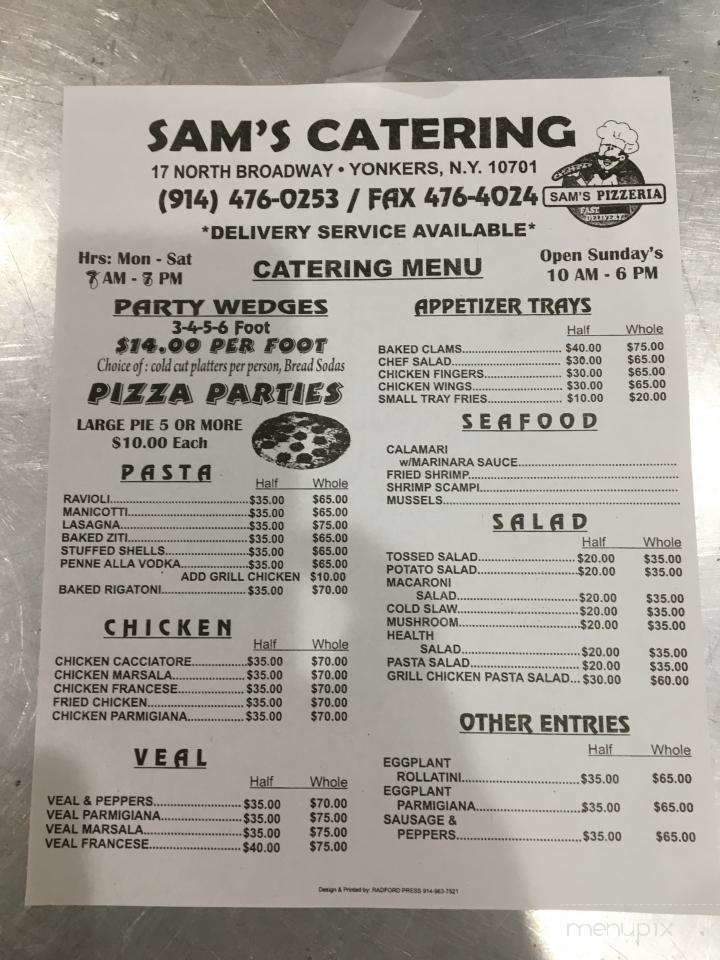 Sam's Wedges & Pizzeria - Yonkers, NY menu_pic