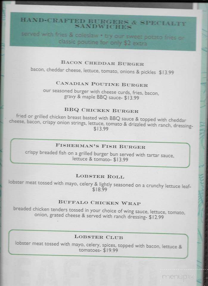 The Fisherman Restaurant - Shediac, NB menu_pic
