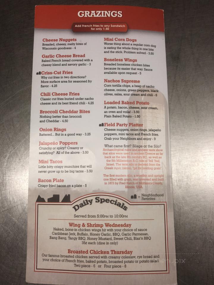 Neighborhood Pub & Grill - Chilton, WI menu_pic