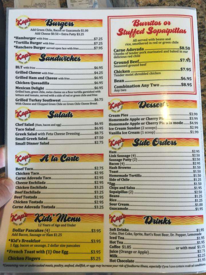 Kaps - Albuquerque, NM menu_pic