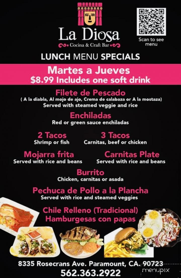 La Diosa Cocina & Craft Bar - Paramount, CA menu_pic