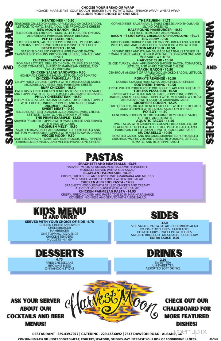 Harvest Moon - Albany, GA menu_pic